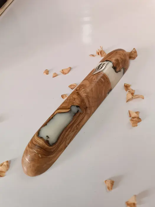 50 בית מזוזה 15 עץ זית אפוקסי לבן